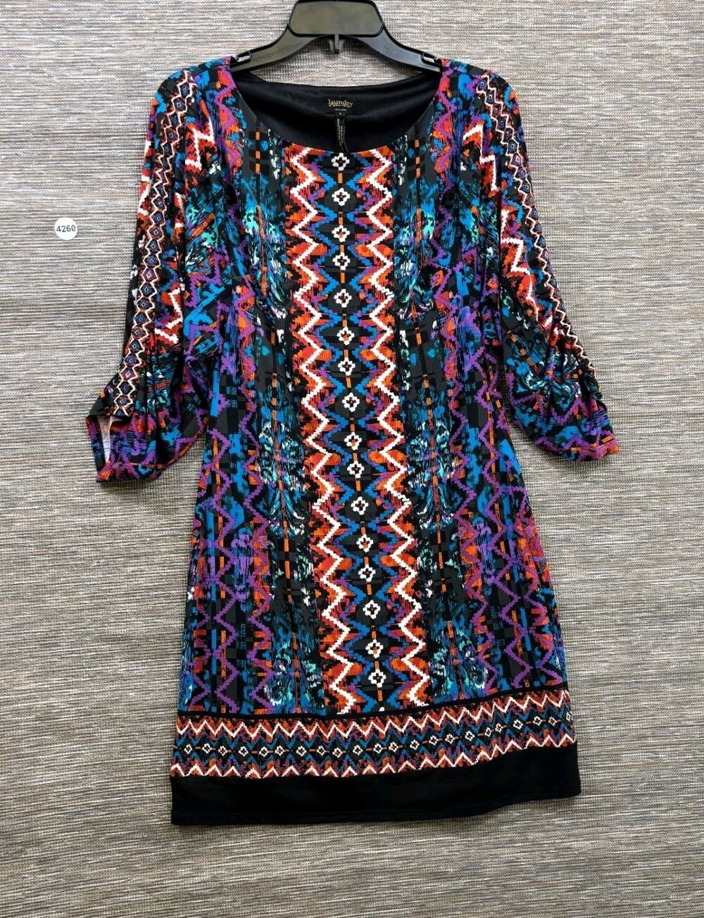 Laundry by Shelli Segal Sheath Dress Womens Size 2 Multi Aztec Print 3/4-Sleeve